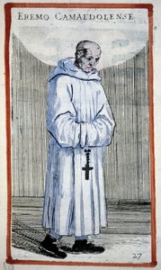 Kluizenaar Camaldulensers (gravure, 16e eeuw) in O. Fialetti door Odoardo Fialetti
