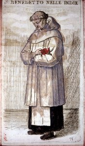 Religieuze orde: een Benedictijnse monnik (gravure, 16e eeuw) in O. Fialetti door Odoardo Fialetti