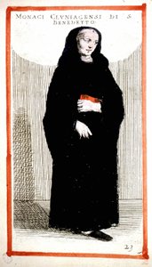 Religieuze orde: monnik van de Abdij van Cluny (Cluniacensers) (gravure, 16e eeuw) Volgens O. Fialetti