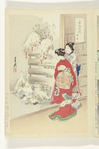 Besneeuwde tuin door Ogata Gekko
