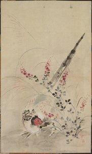Fazant en grassen door Ogata Korin