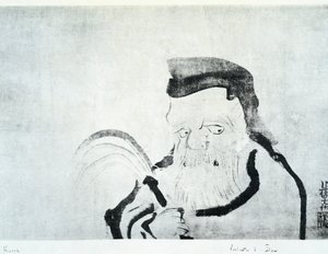 Portret van oude man, tekening door Ogata Korin, Japanse beschaving, Edo-periode door Ogata Korin