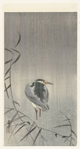 Kwak in regen door Ohara Koson