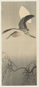 Reiger en maan door Ohara Koson