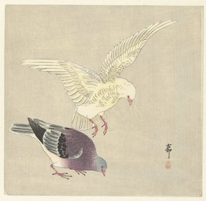 Twee duiven door Ohara Koson