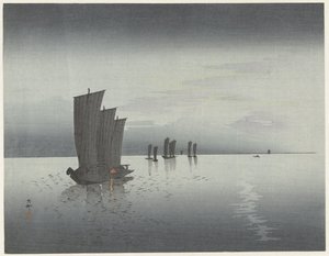 Vissersboten door Ohara Koson