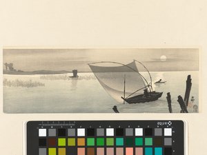 Vissersboten bij volle maan door Ohara Koson