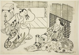 Allerlei huishoudelijke artikelen, uit de serie "Beroemde scènes uit Japanse poppenspel"