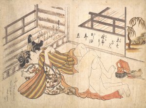 Slaapkamerscène, ca. 1739 door Okumura Masanobu