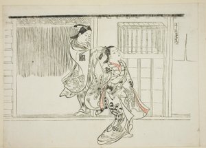 Kam Rashomon (Sashigushi Rashomon), nr. 3 uit een serie van 12 prenten met parodieën op toneelstukken door Okumura Masanobu