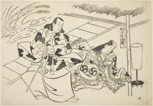 Hofmakende Komachi (Kayoi Komachi), uit de serie Beroemde scènes uit Japanse poppenspel (Yamato irotake) door Okumura Masanobu