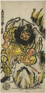 Shoki de Demonendoder die Zijn Zwaard Slijpt door Okumura Masanobu
