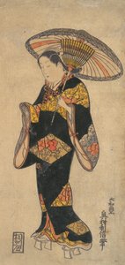 Acteur Sanjo Kantaro in de rol van een courtisane door Okumura Toshinobu