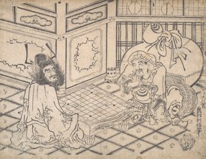Daikoku en Shoki Schaken door Okumura Toshinobu