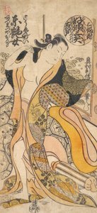 Vrouw die zich uitkleedt door Okumura Toshinobu