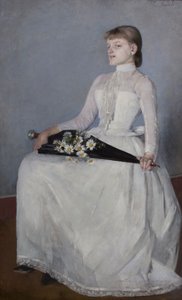 Van een Wandeling of Dame in een Witte Jurk door Olga Boznanska