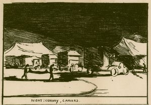 Nacht: Konvooi, Camiers door Olive Mudie Cooke