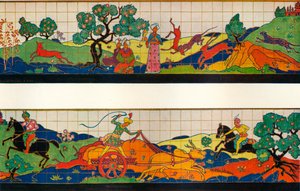 Decoratie voor restaurantexterieur van de British Empire Exhibition, ca. 1924 door Oliver Percy Bernard