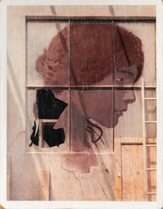 Ritratto su muro, 2021 (gemengde techniek op hout) door Olivia Gozzano