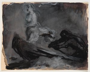 De boot van Charon. Psyche wordt over de rivier Styx gebracht
