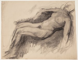 Liggend vrouwelijk model door Oluf Hartmann