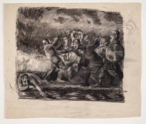 Slagscène door Oluf Hartmann