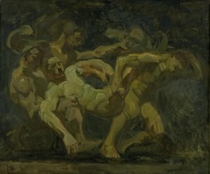 De strijd om het lijk van Patroclus door Oluf Hartmann