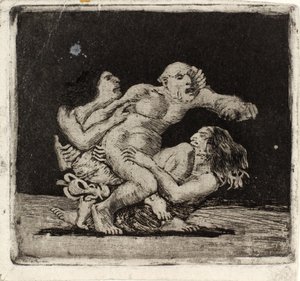 Twee vrouwen vechten om een man door Oluf Hartmann