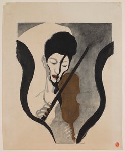 Impressie van een violist (Portret van Suwa Nejiko) door Onchi Kôshirô