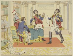Napoleon beloont maarschalk Lefevre door hem hertog van Danzig te maken na zijn verovering van de stad van de Pruisen, 24 mei 1807 door Onfray de Breville Job