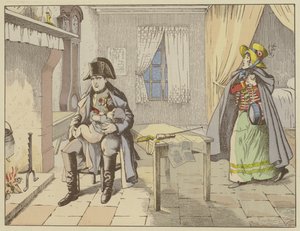 Op de avond van de Slag bij Champaubert en aan de vooravond van Montmirail, wiegt een peinzende Napoleon de baby van een cantinière, 10-11 februari 1814 door Onfray de Breville Job