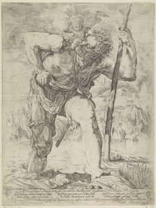 De heilige Christoffel met Christuskind op schouder