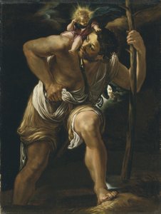 Sint Christoffel die het kindje Christus draagt door Orazio Borgianni