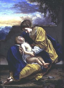 Madonna en kind door Orazio Gentileschi