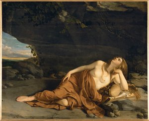 Berouwvolle Maria Magdalena (schilderij op doek) door Orazio Gentileschi