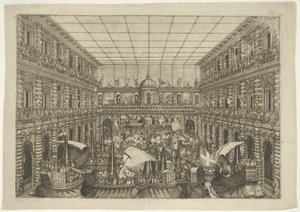 Naumachia in de binnenplaats van Palazzo Pitti door Orazio Scarabelli