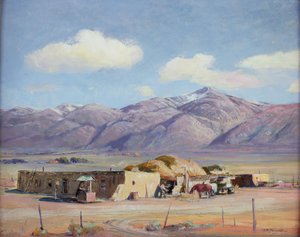 Adobe huis, ca. 1940 door Oscar Edward Berninghaus