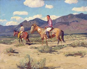 Braven van de Taos Mountains (olieverf op board)