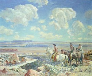 Indiaanse wacht door Oscar Edward Berninghaus