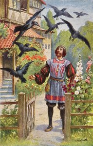 De boze vader, die zijn zeven zonen vervloekt, ziet ze allemaal in raven veranderen door Oskar Herrfurth
