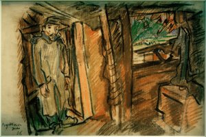 Projectiegeweer in bedekte positie door Oskar Kokoschka