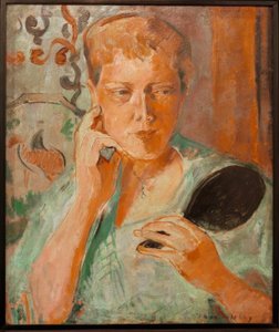 Portret Margarethe met zwarte handspiegel