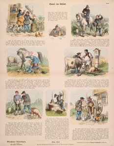 Hans in Geluk (naar de Gebroeders Grimm) pamflet uitgegeven door Gustav Weise, Stuttgart, 1860 door Oskar Pletsch