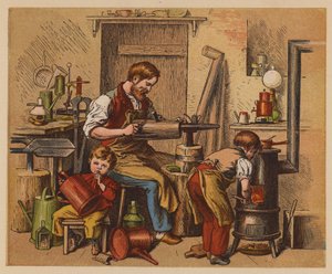 De tinman (kleur litho) door Oskar Pletsch
