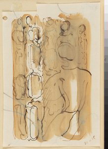 Gruppe mit Rückenfigur door Oskar Schlemmer