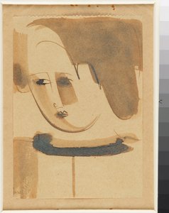 Mädchenkopf, leicht nach links geneigt door Oskar Schlemmer