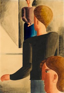 Drie Figuren in de Kamer Eenvoudig Gebaar, 1928 door Oskar Schlemmer