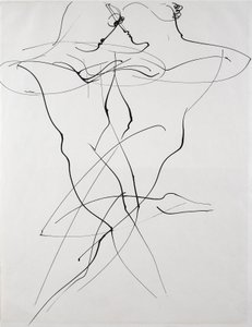 Twee figuren in tegengestelde beweging, dans door Oskar Schlemmer
