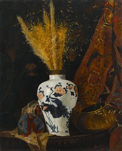 Bloemen in een witte vaas door Osman Hamdi Bey