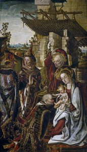 De Aanbidding der Wijzen, ca. 1490-1499 door Osona